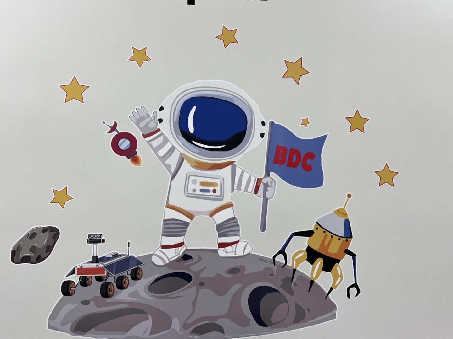 A cartoon of an astronaut on the moon.